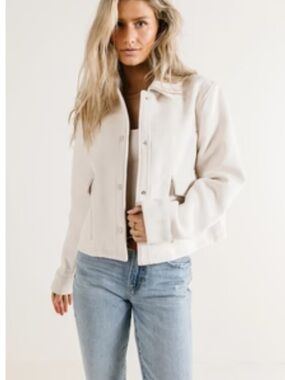 Bohme Cropped Cream Wool Blend Jacket - Nina
